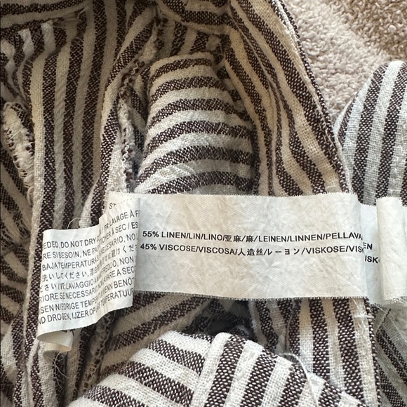 Moon river brown white striped wide leg crop belted pant small linen and viscose - Picture 6 of 6